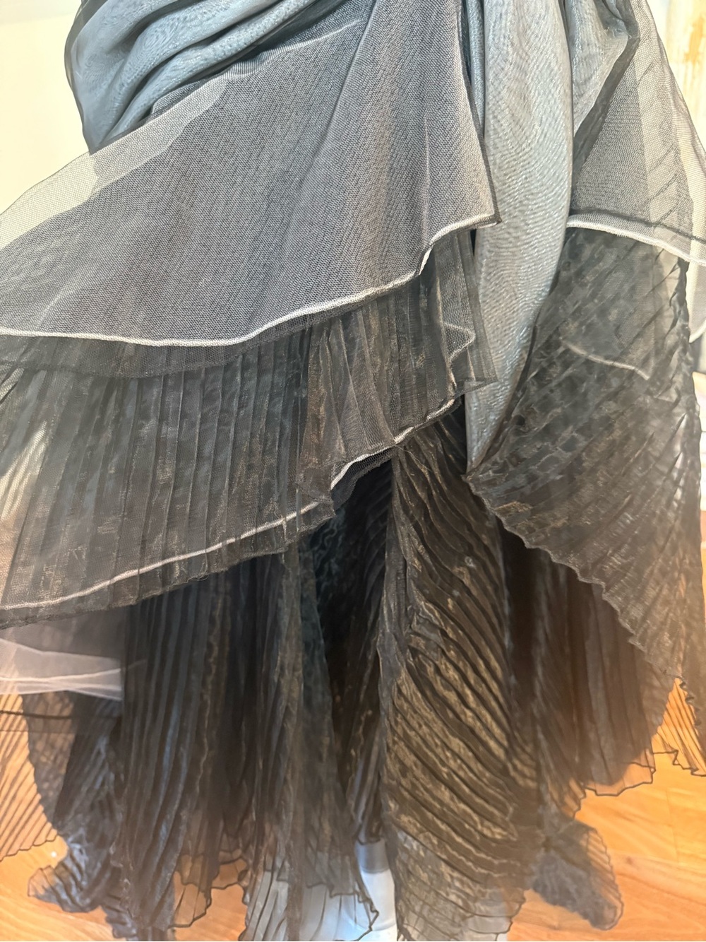 Musani Couture Black White Gray Sequin Beaded Silk Ball Gown Tiered Organza 10 - Picture 12 of 16